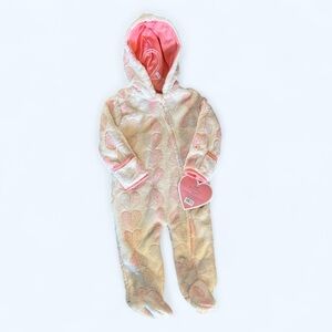 Little Beginnings Cozy Heart Patterned Hooded Onesie